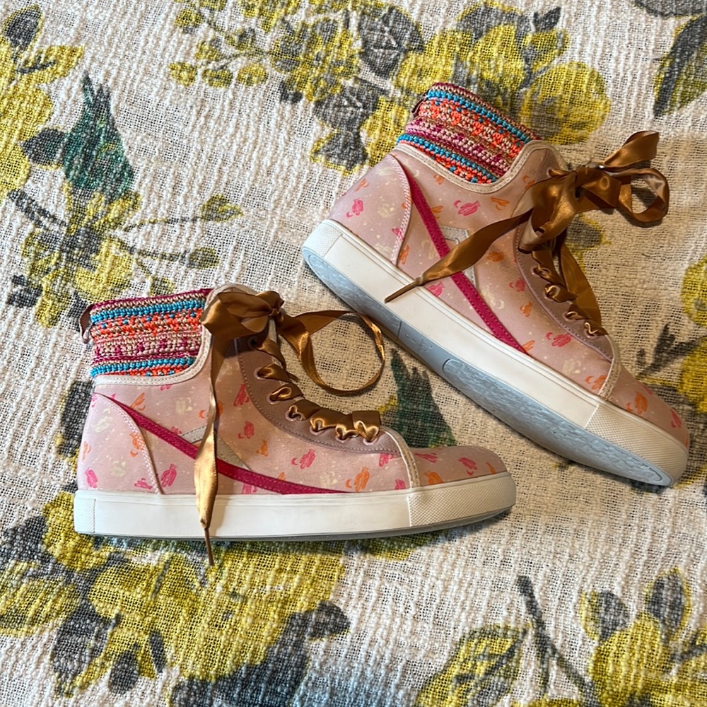 Poppy Finch Crochet High Top Tennis Shoes